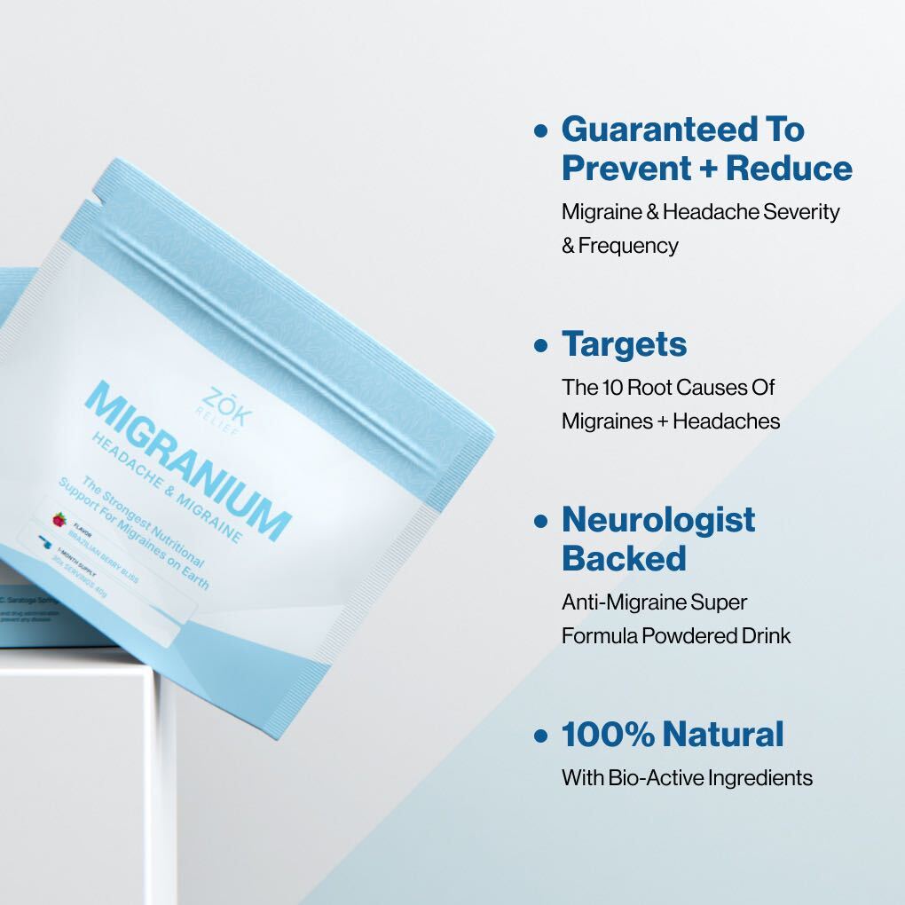 Migrain Powder Migranium - World’s 1st Anti-Migraine Super Formula for Headaches + Br ...