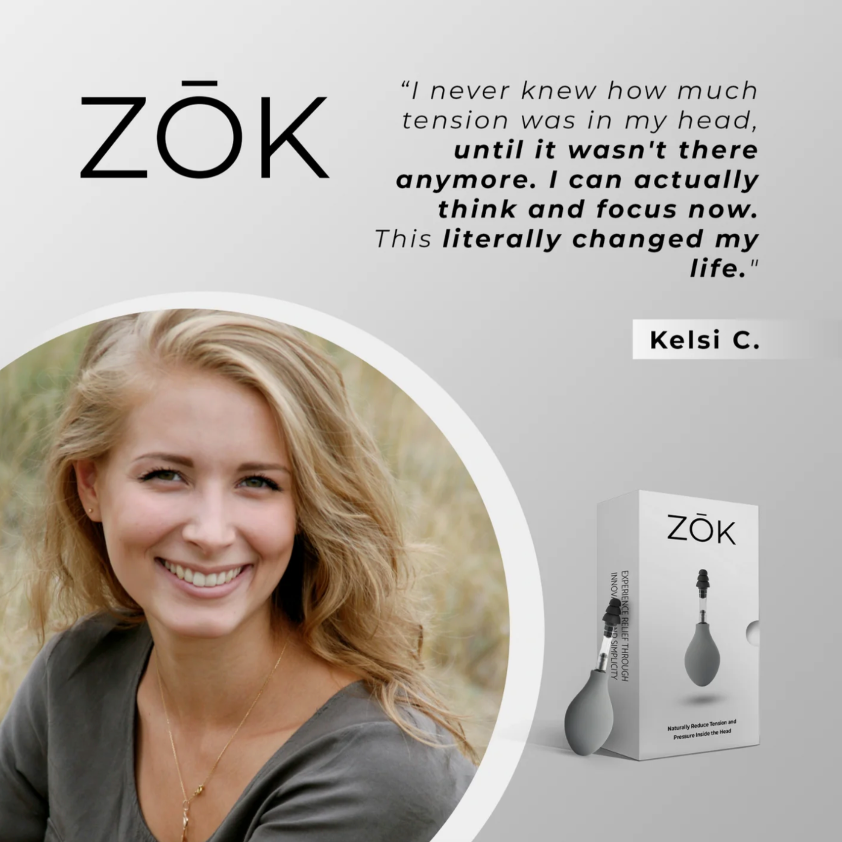 ZŌK - Cranial Nerve Stimulation for Headaches + Migraines + Stress + Tinnitus (Copy for Subscription Offer)