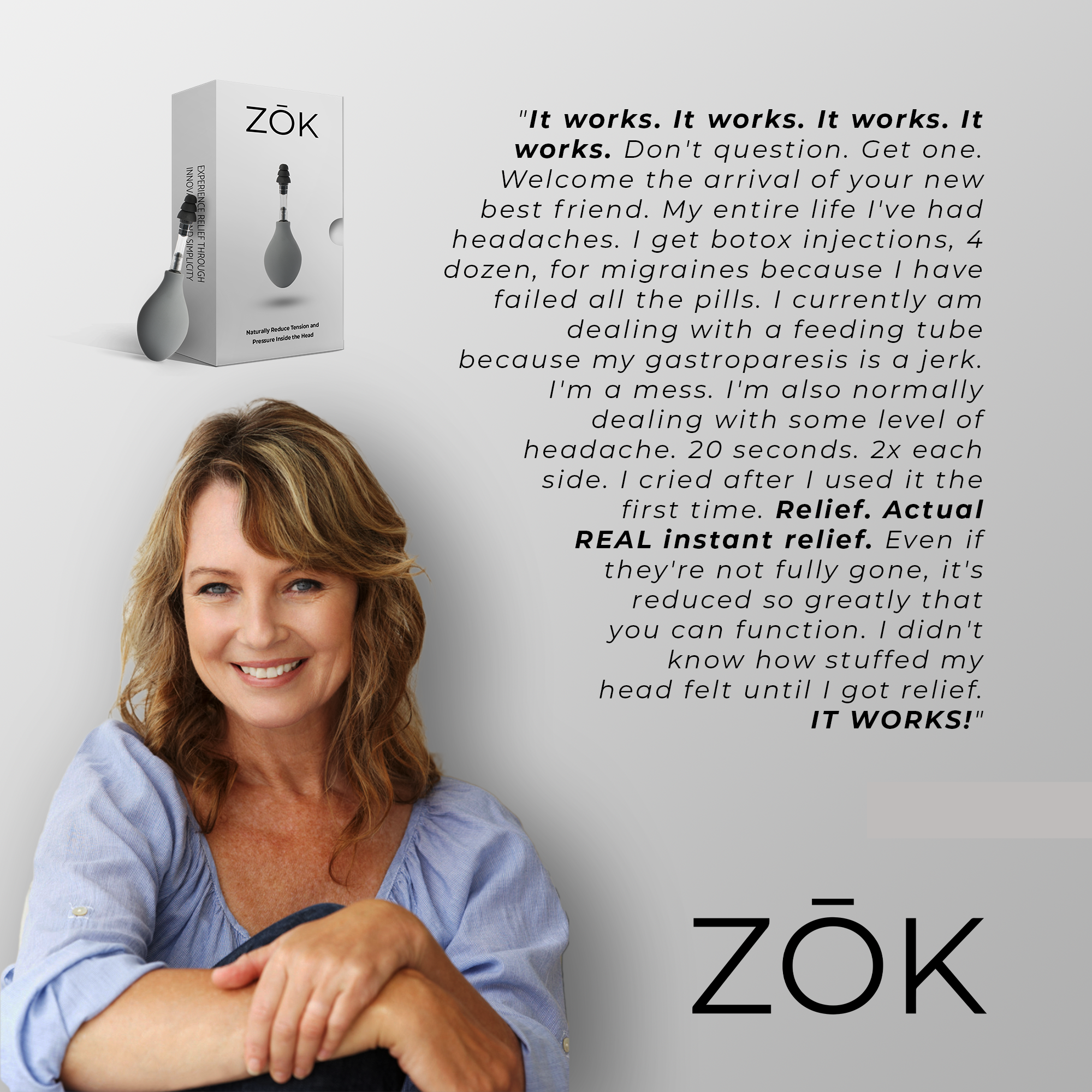 ZŌK - Cranial Nerve Stimulation for Headaches + Migraines + Stress + Tinnitus (Copy for Subscription Offer)